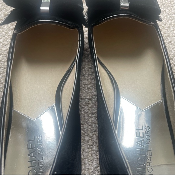 Michael Kors Kiera Velvet Ballet Flats Size 7 Black Silver Front Bow Women EUC - Picture 6 of 13